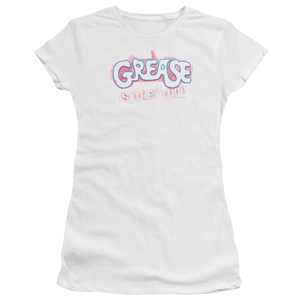 Grease - Grease Is The Word - Short Sleeve Junior Sheer - White T-shirt