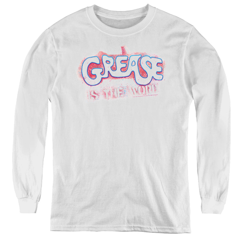 Grease - Grease Is The Word - Youth Long Sleeve Tee - White