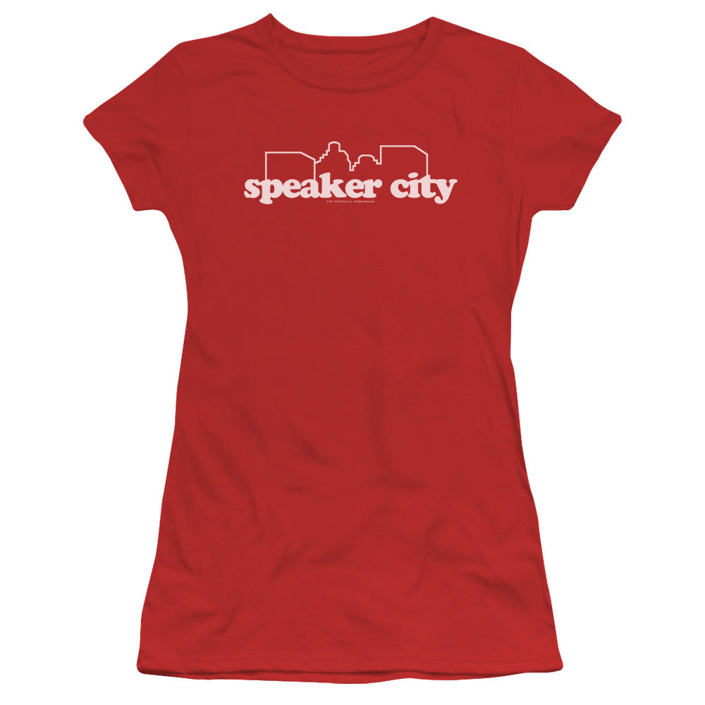 OLD SCHOO PEAKER CITY LOGO - S/S JUNIOR SHEER - RED T-Shirt