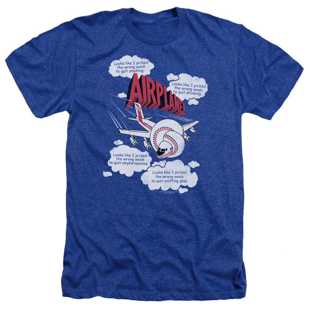 Airplane - Picked The Wrong Day - Adult Heather - Royal Blue