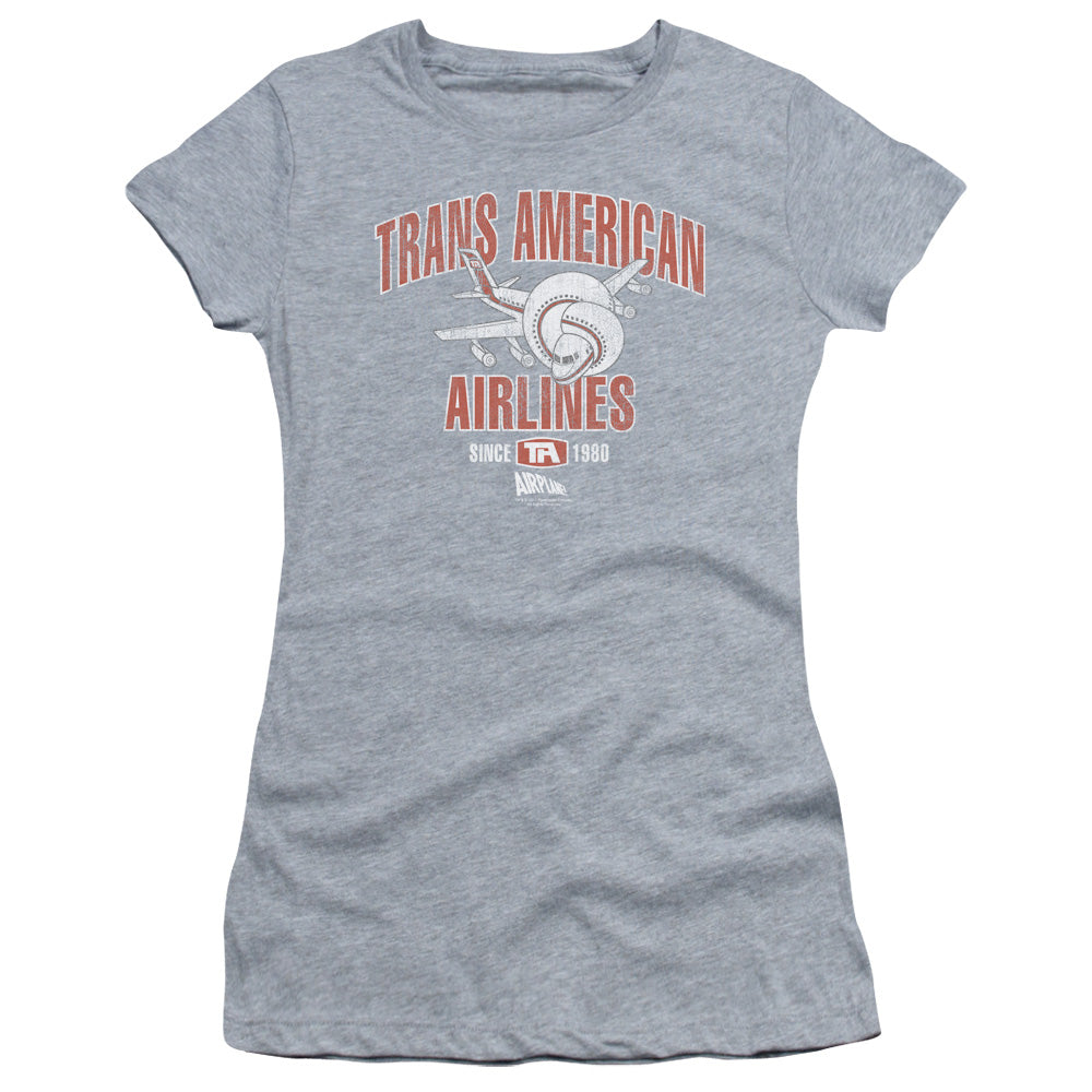 Airplane - Trans American - Short Sleeve Junior Sheer - Athletic Heather T-shirt