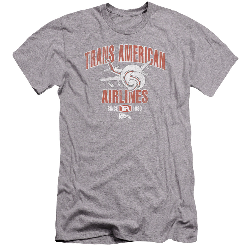 Airplane - Trans American-premuim Canvas Adult Slim Fit 30/1 - Athletic Heather