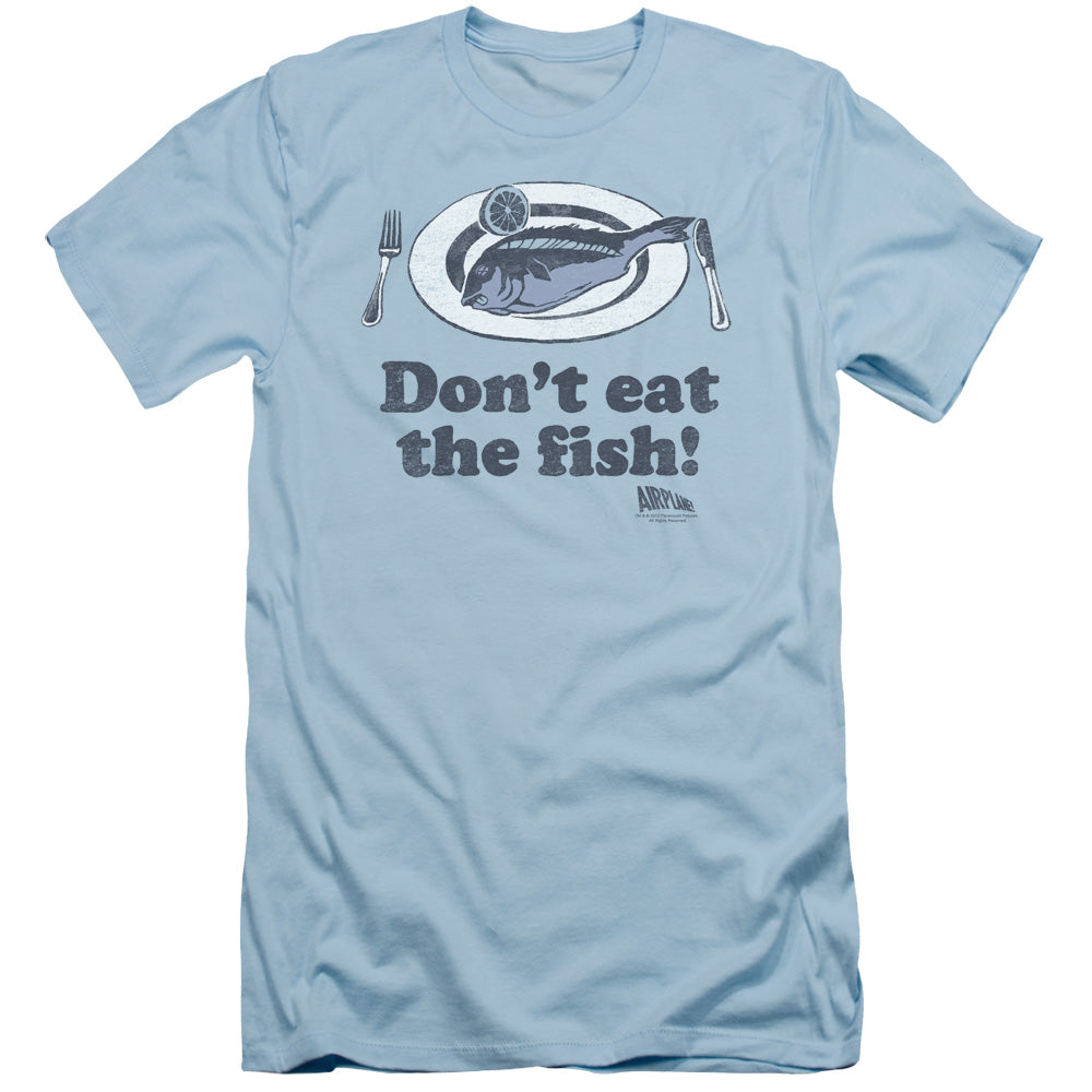 Airplane - Dont Eat The Fish - Short Sleeve Adult 30/1 - Light Blue T-shirt