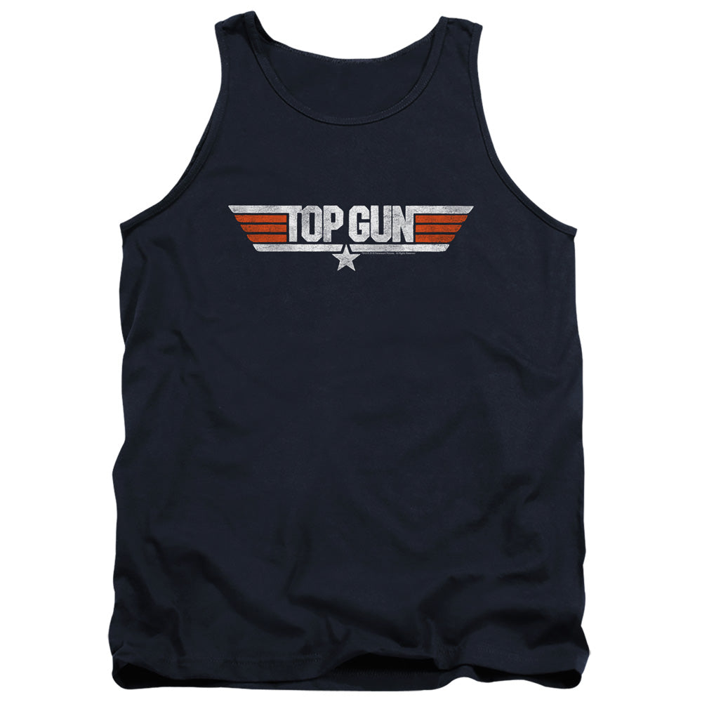 Top Gun - Distressed Logo - Adult Tank - Navy