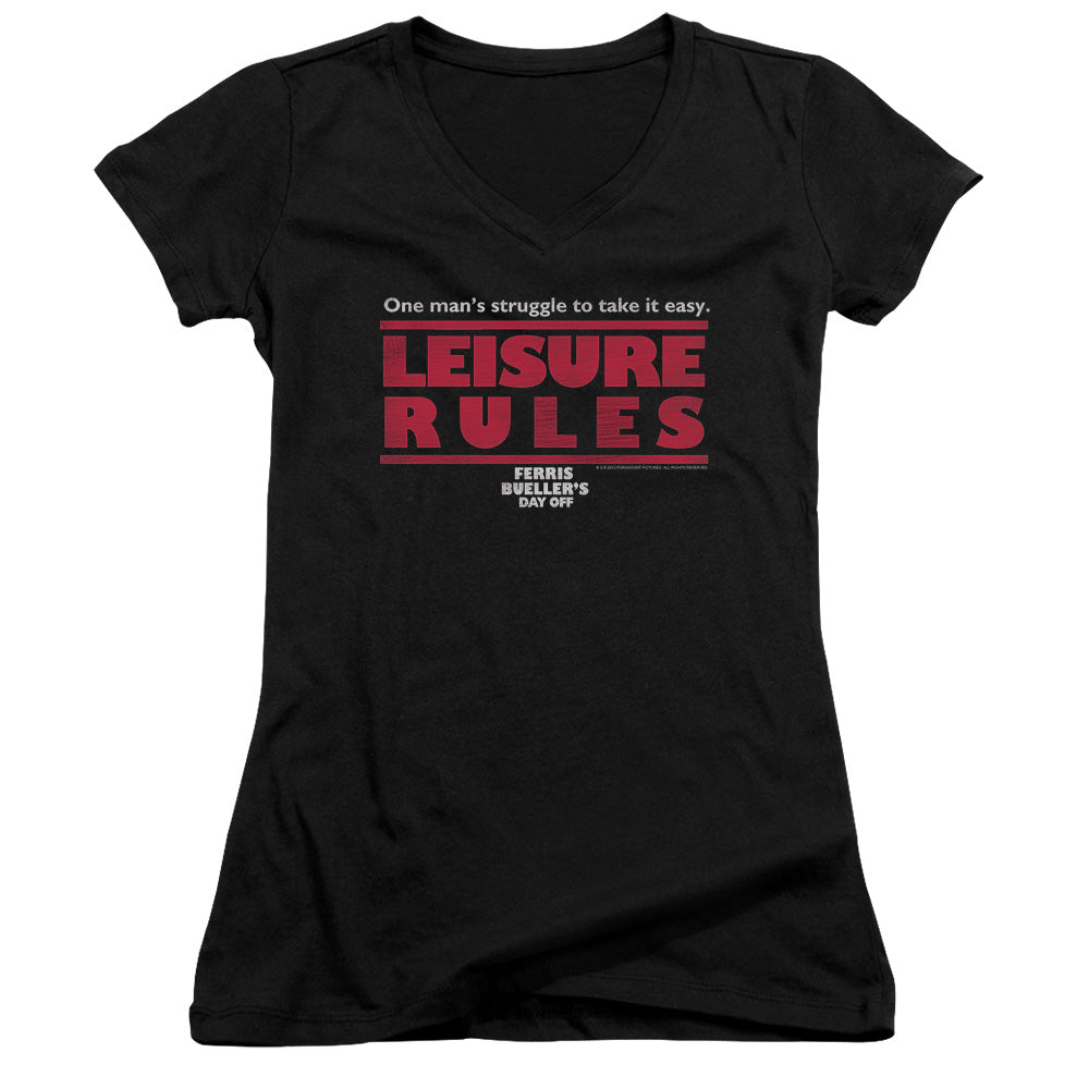 Ferris Bueller - Leisure Rules - Junior V-neck - Black