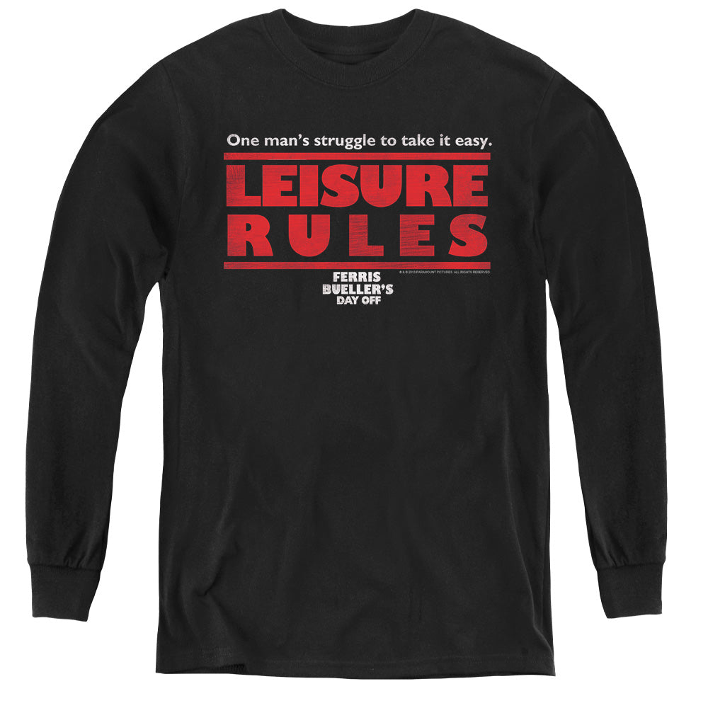 Ferris Bueller - Leisure Rules - Youth Long Sleeve Tee - Black