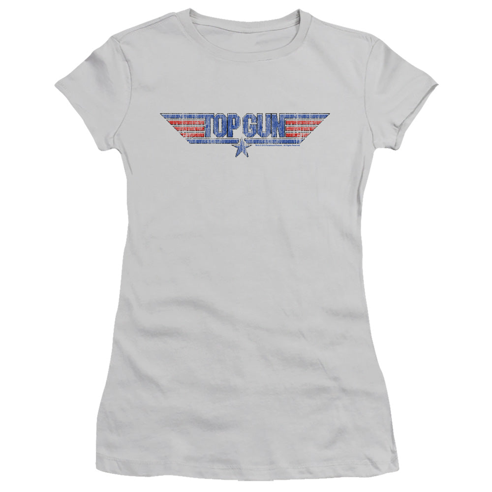 Top Gun - 8 Bit Logo - Short Sleeve Junior Sheer - Silver T-shirt