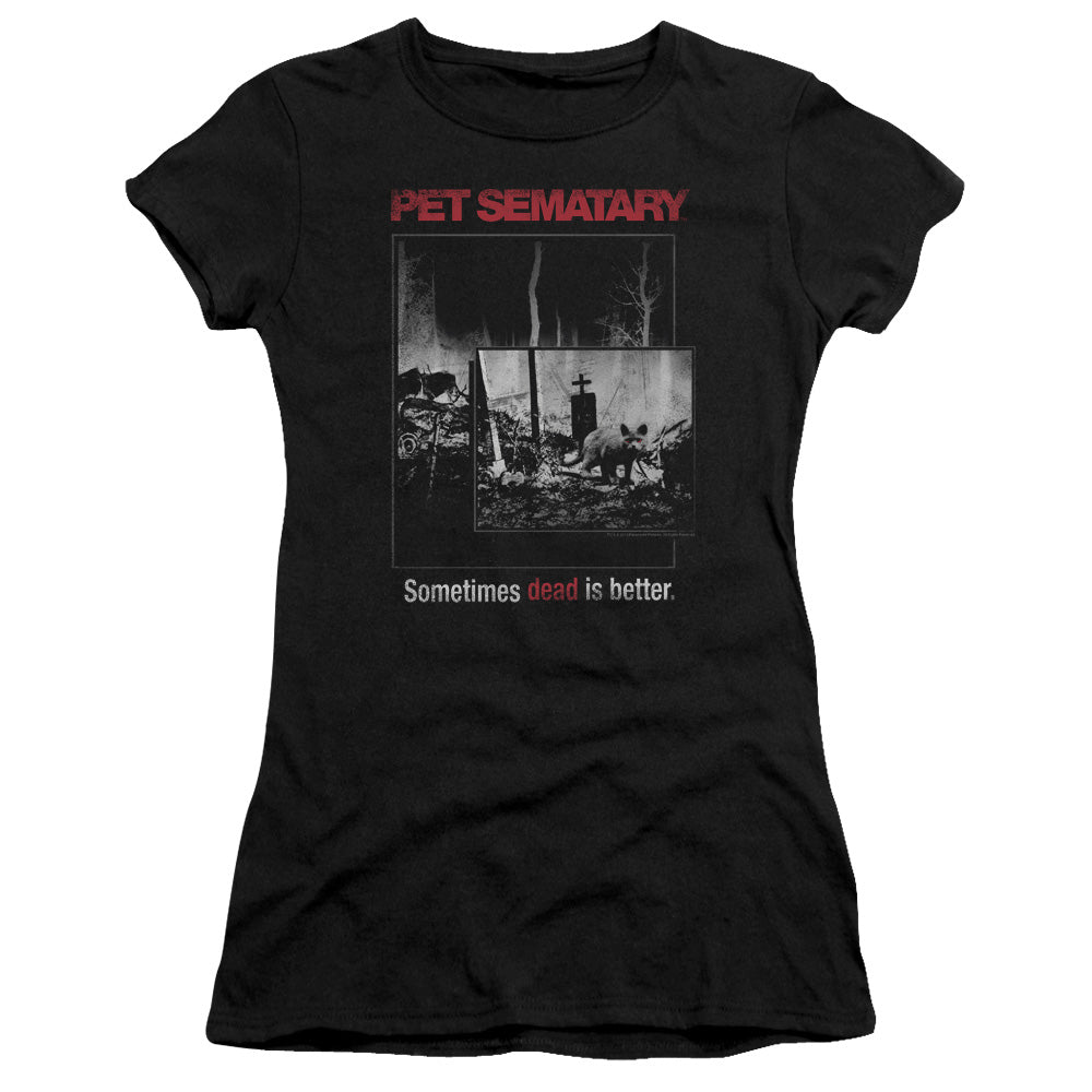 Pet Sematary - Cat Poster - Short Sleeve Junior Sheer - Black T-shirt