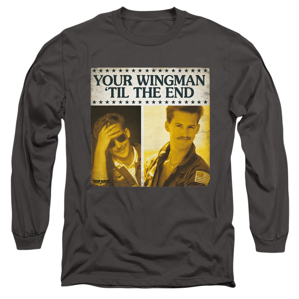 Top Gun - Til The End - Long Sleeve Adult 18/1 - Charcoal T-shirt