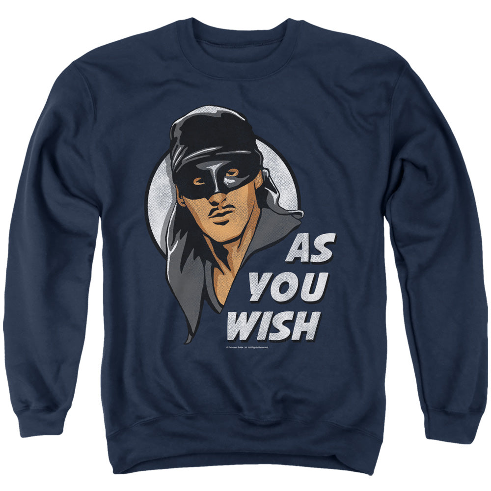 Princess Bride - As You Wish - Adult Crewneck Sweatshirt - Navy