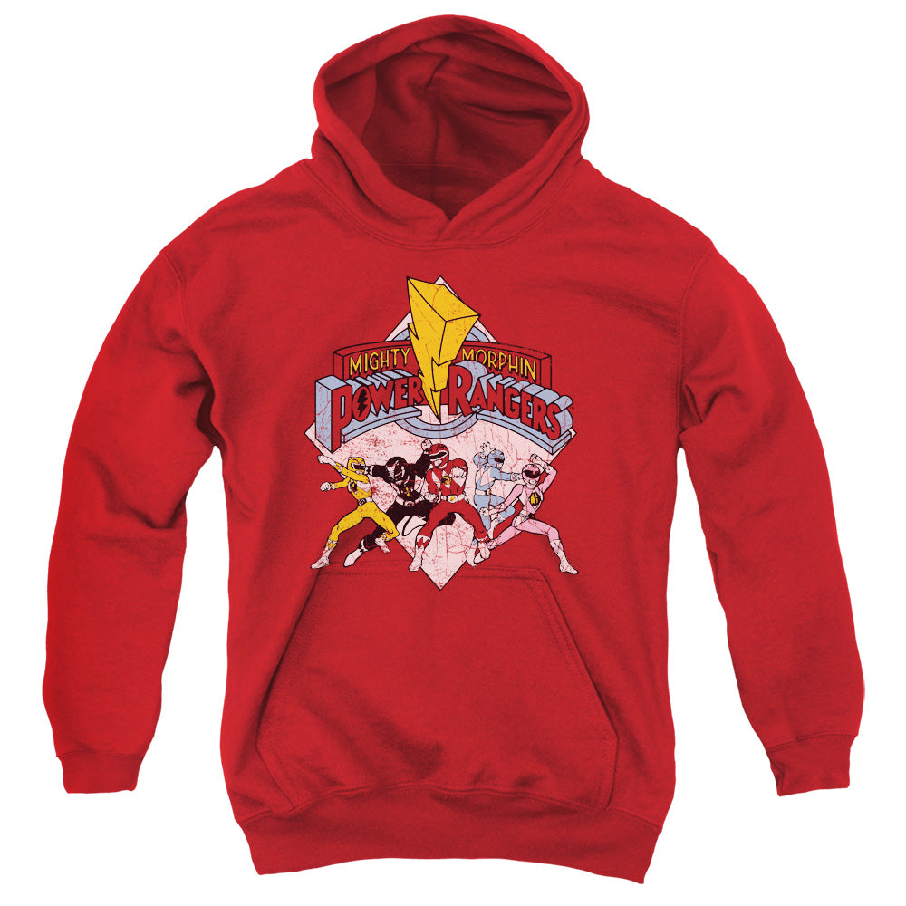 Power Rangers Retro Rangers-youth Pull-over Hoodie - Red