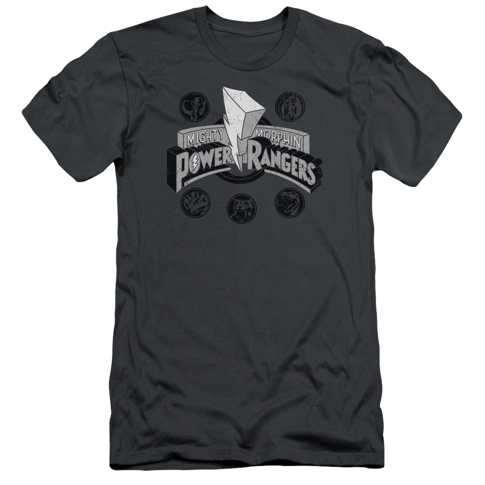 Power Rangers - Power Coins - Short Sleeve Adult 30/1 - Charcoal T-shirt