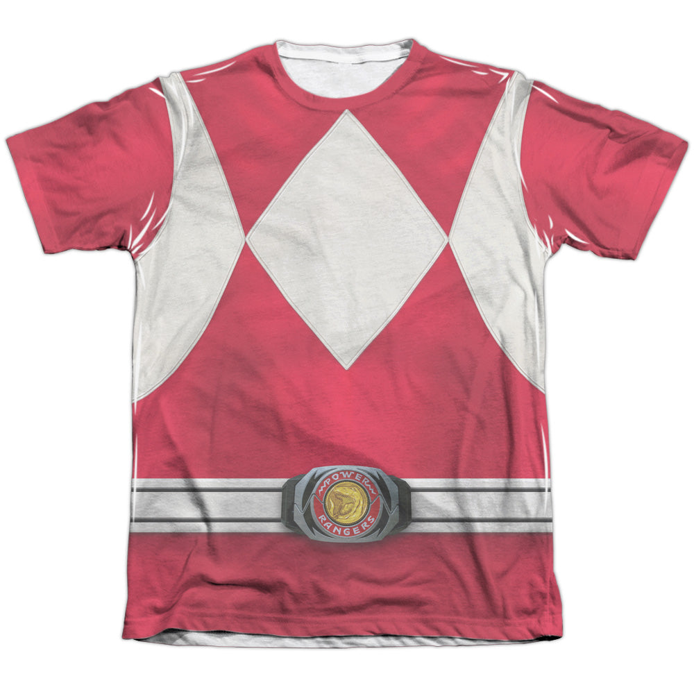 Power Rangers - Red Ranger - Adult Poly/cotton Short Sleeve Tee - White T-shirt