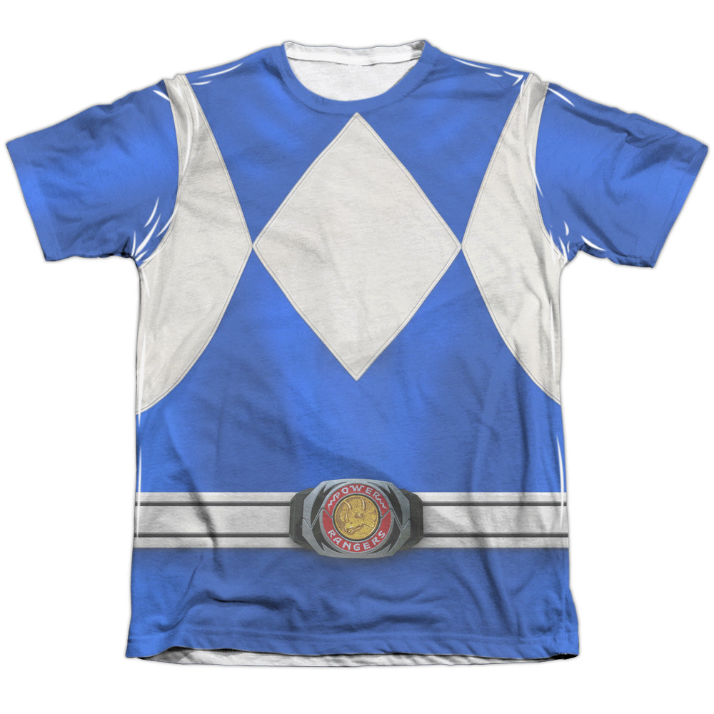 Power Rangers - Blue Ranger - Adult Poly/cotton Short Sleeve Tee - White T-shirt