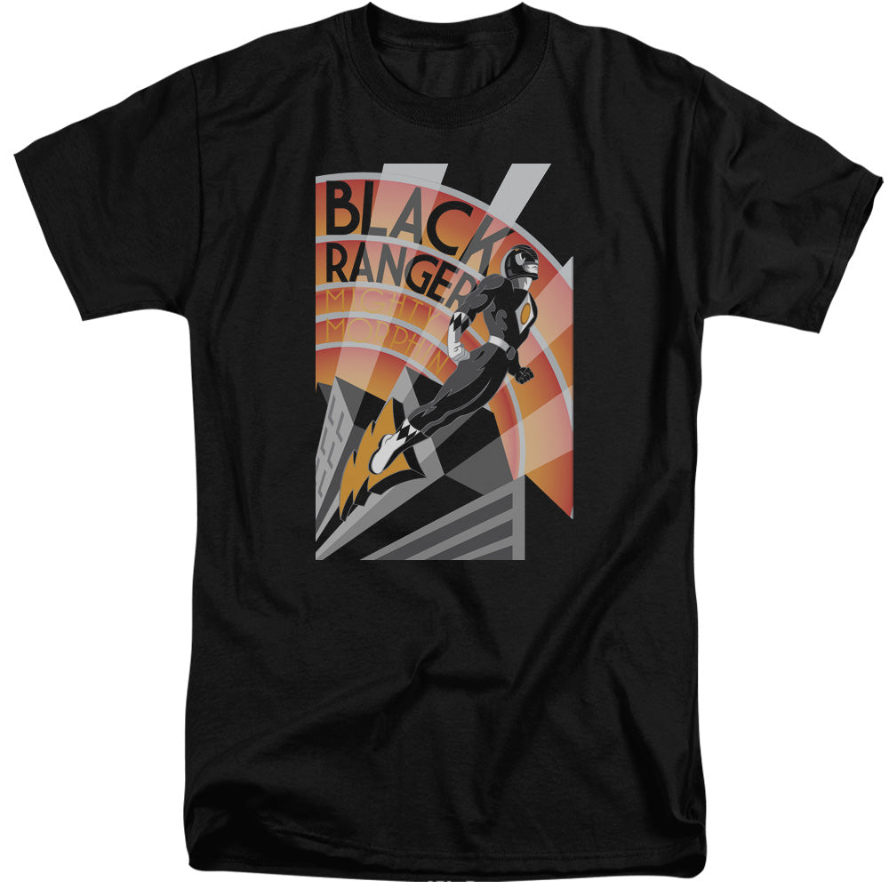 Power Rangers - Black Ranger Deco - Short Sleeve Adult Tall - Black T-shirt