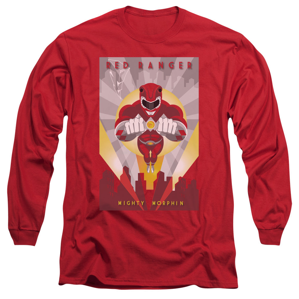 Power Rangers - Red Deco - Long Sleeve Adult 18/1 - Red T-shirt