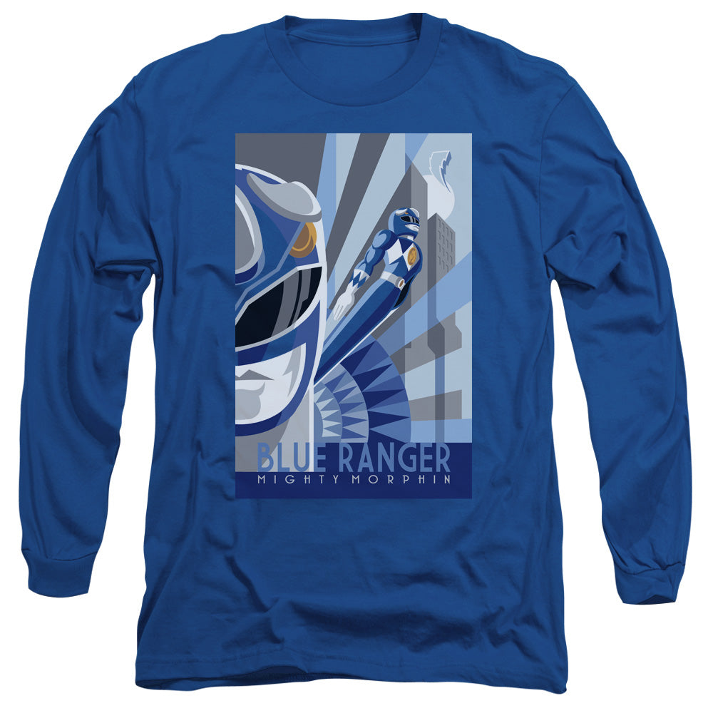 Power Rangers - Blue Ranger Deco - Long Sleeve Adult 18/1 - Royal Blue T-shirt