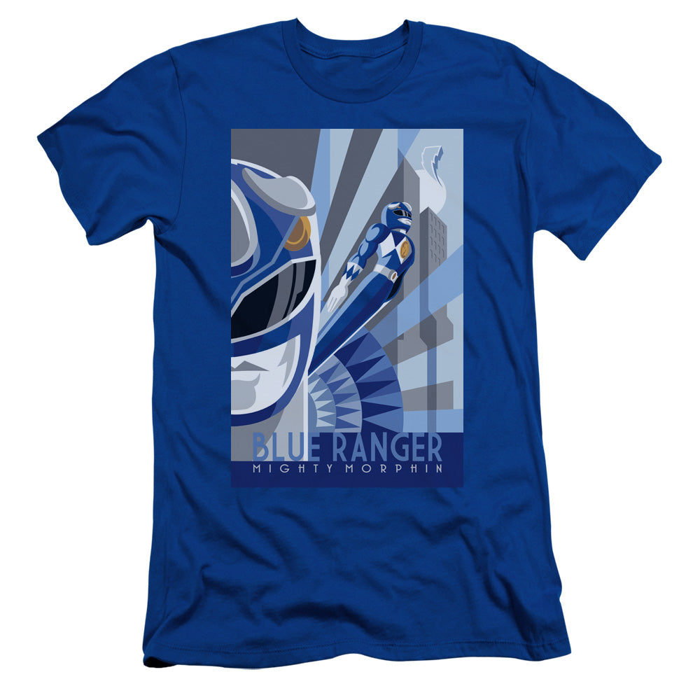 Power Rangers - Blue Ranger Deco - Short Sleeve Adult 30/1 - Royal Blue T-shirt