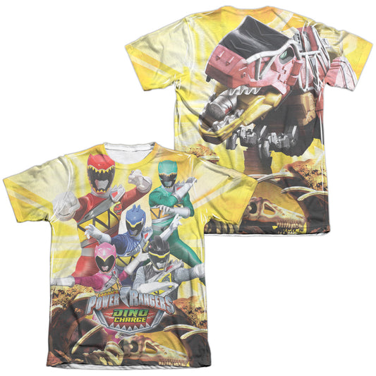 Power Rangers - Charged For Battle (Front/back Print) - Adult Poly/cotton Short Sleeve Tee - White T-shirt