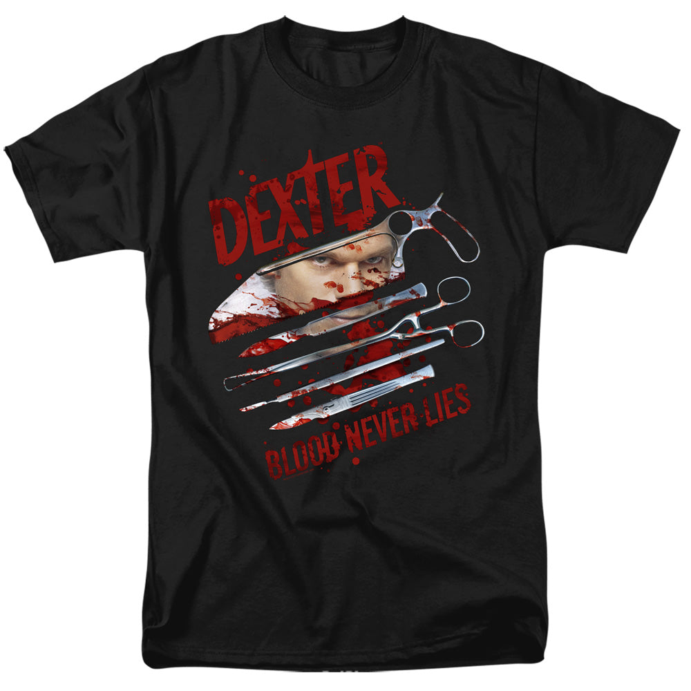 Dexter - Blood Never Lies - Short Sleeve Adult 18/1 - Black T-shirt