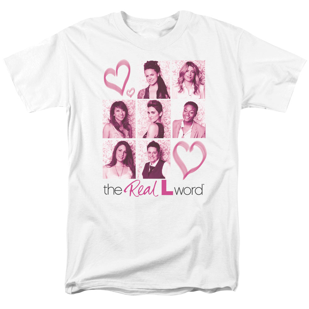 Real L Word - Hearts - Short Sleeve Adult 18/1 - White T-shirt