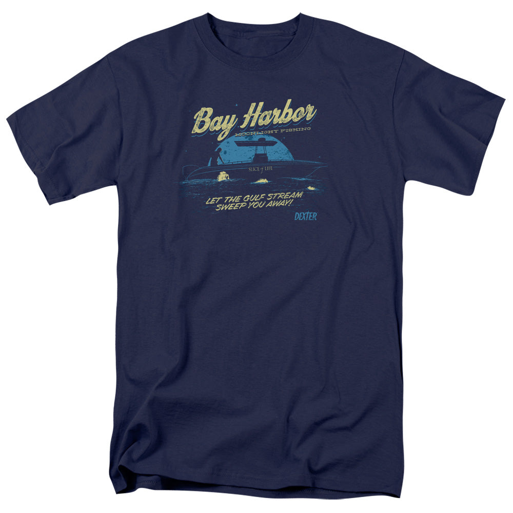 Dexter - Moonlight Fishing - Short Sleeve Adult 18/1 - Navy T-shirt