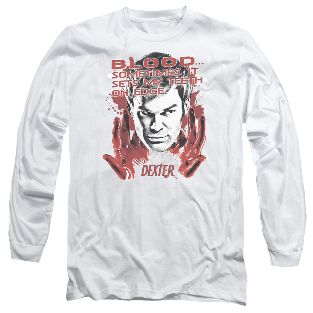 Dexter - Blood - Long Sleeve Adult 18/1 - White T-shirt