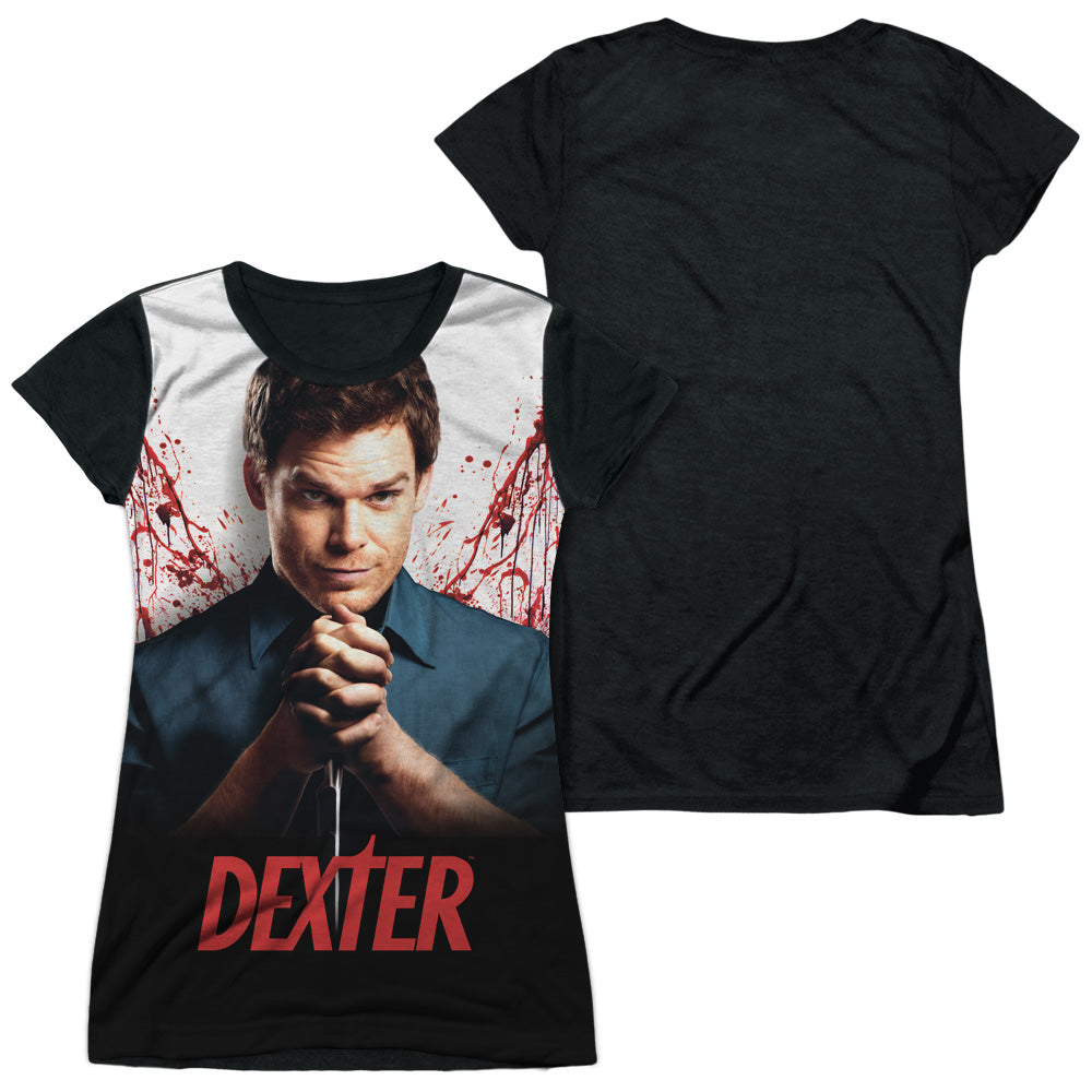 Dexter - Wings - Short Sleeve Junior Poly Black Back - White T-shirt