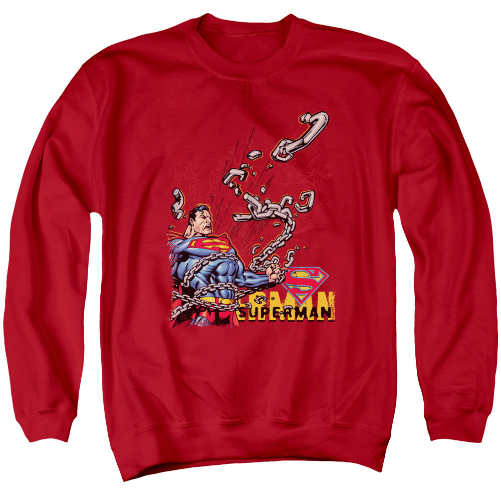 Superman - Breaking Chains - Adult Crewneck Sweatshirt - Red