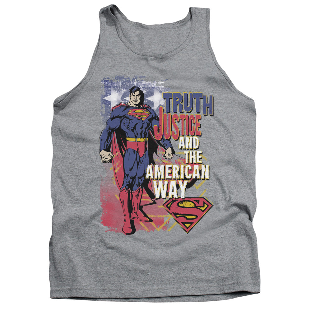 Superman - Truth Justice - Adult Tank - Athletic Heather