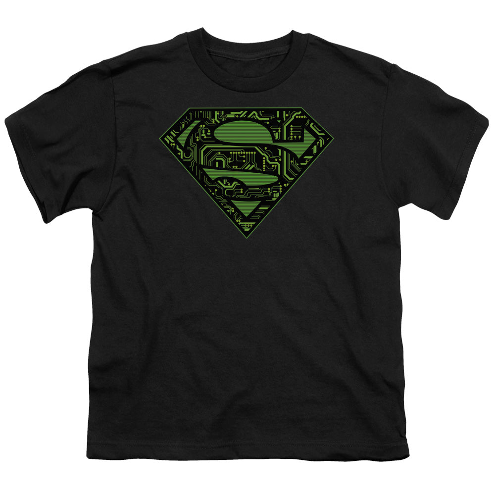 Superman - Circuits Shield - Short Sleeve Youth 18/1 - Black T-shirt