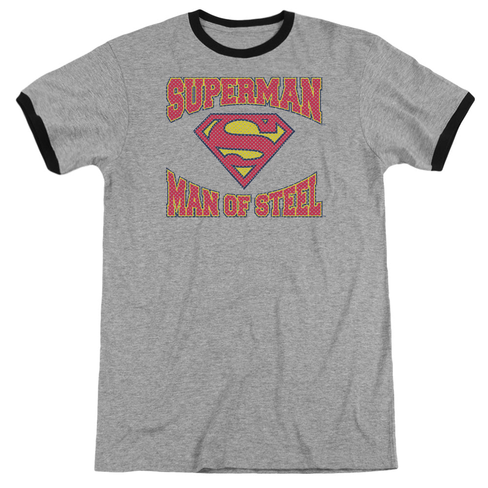 Superman - Man Of Steel Jersey - Adult Ringer - Heather/black