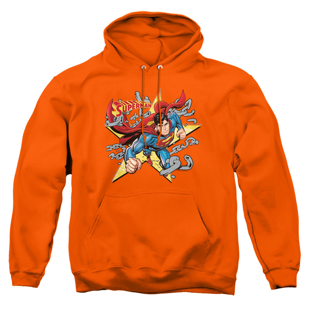 Superman - Stars And Chains - Adult Pull-over Hoodie - Orange