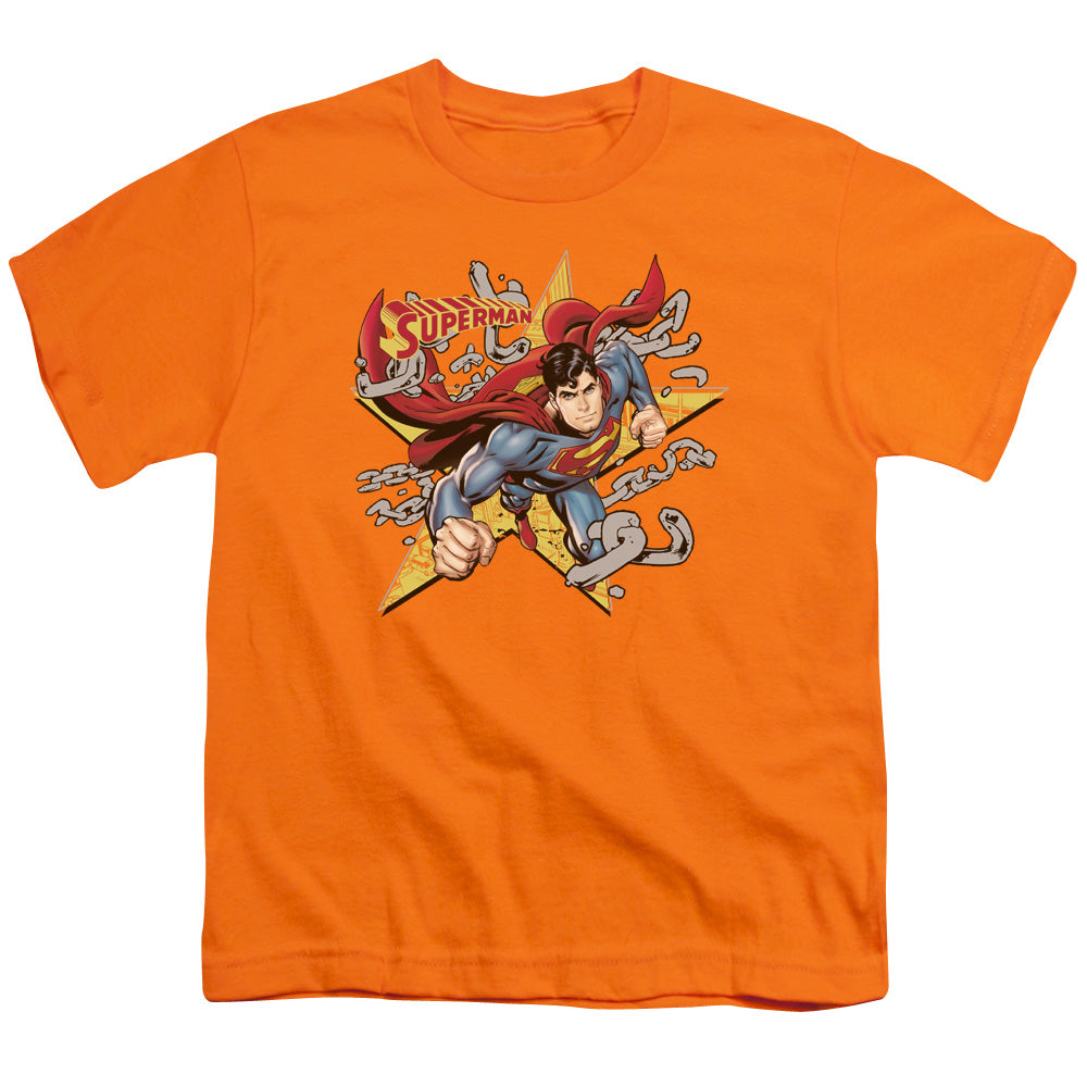 Superman - Stars And Chains - Short Sleeve Youth 18/1 - Orange T-shirt