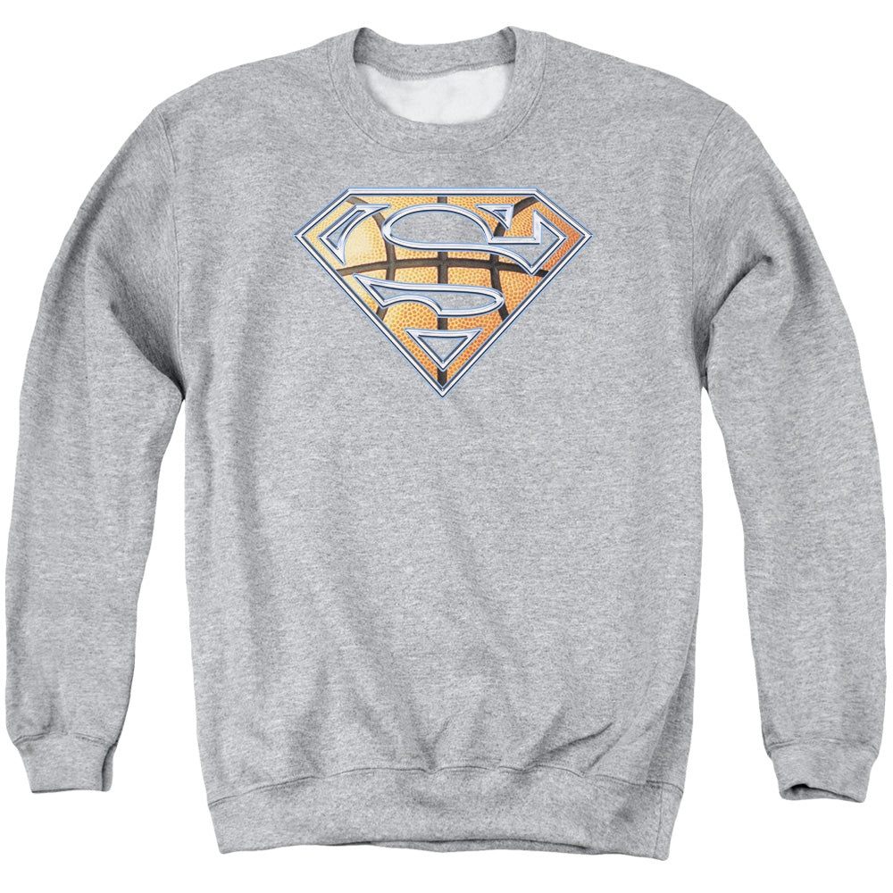 Superman - Basketball Shield - Adult Crewneck Sweatshirt - Athletic Heather