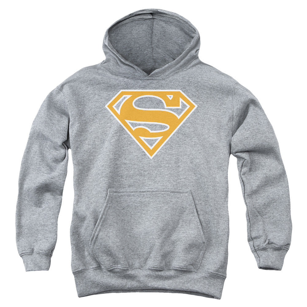 Superman - Burnt Orange&white Shield - Youth Pull-over Hoodie - Heather