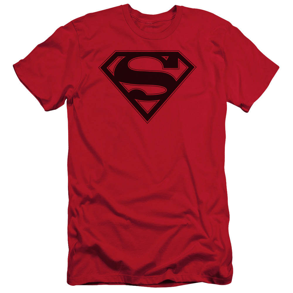 Superman - Red & Black Shield - Short Sleeve Adult 30/1 - Red T-shirt