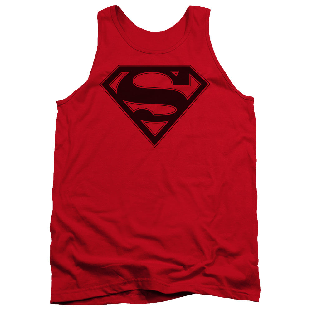 Superman Red & Black Shield - Adult Tank - Red