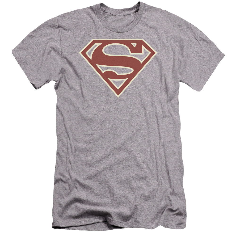 Superman - Crimson & Cream Shield-premuim Canvas Adult Slim Fit 30/1 - Athletic Heather