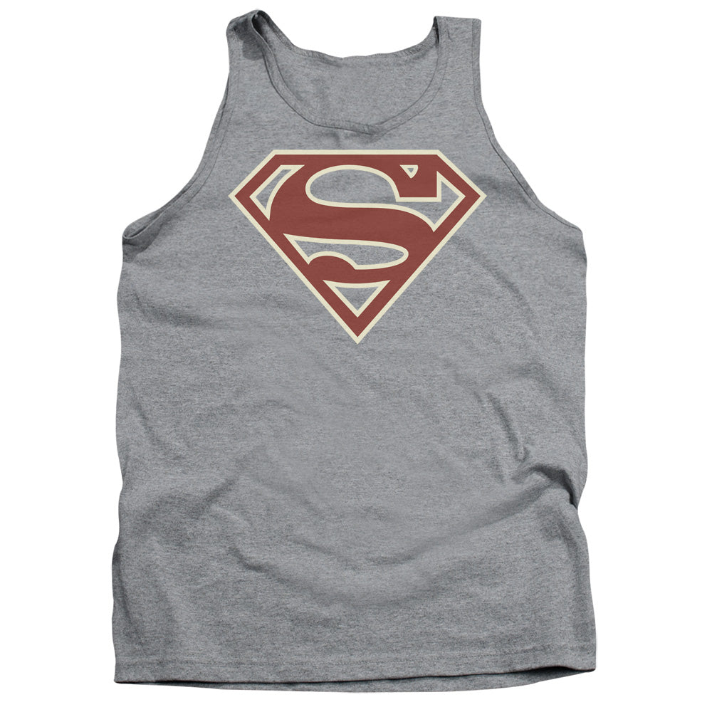 Superman - Crimson & Cream Shield - Adult Tank - Athletic Heather