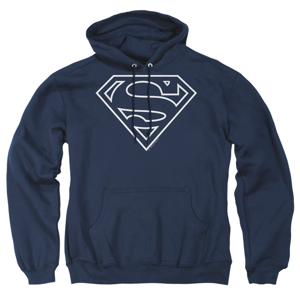 Superman - Navy &amp; White Shield - Adult Pull-over Hoodie - Navy