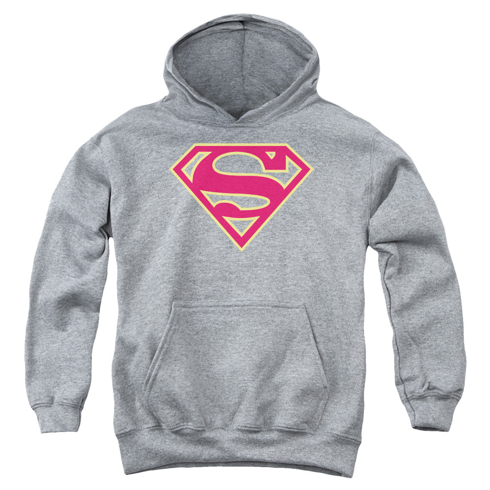 Superman - Red & Gold Shield - Youth Pull-over Hoodie - Athletic Heather