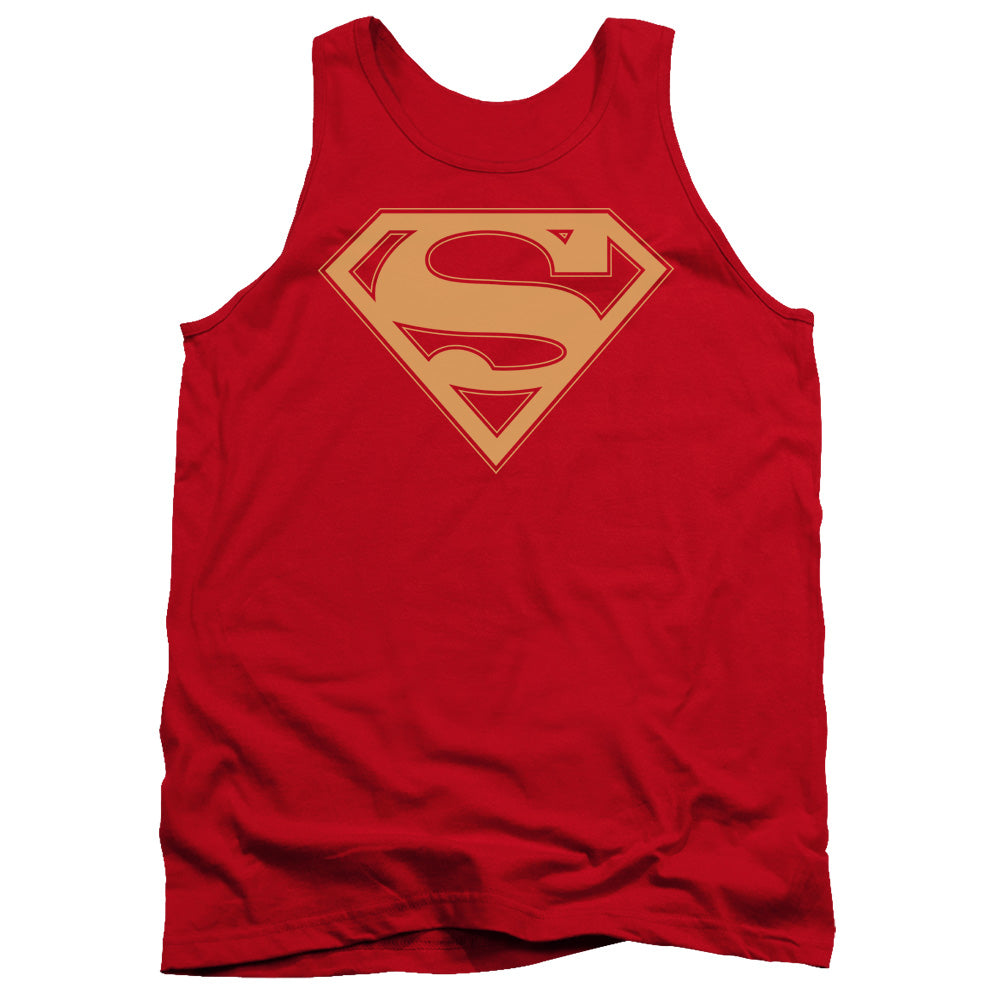 Superman - Red & Gold Shield - Adult Tank - Red