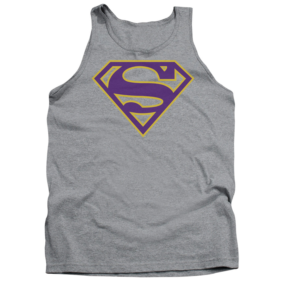 Superman - Purple & Gold Shield - Adult Tank - Athletic Heather