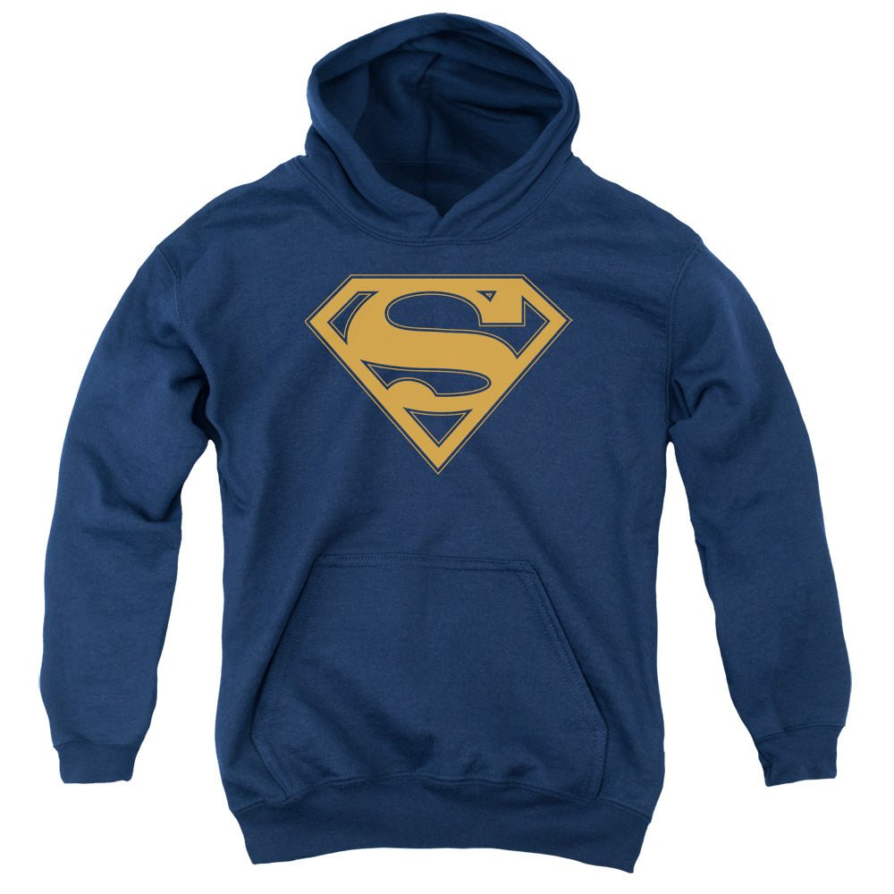 Superman - Navy & Orange Shield - Youth Pull-over Hoodie - Navy