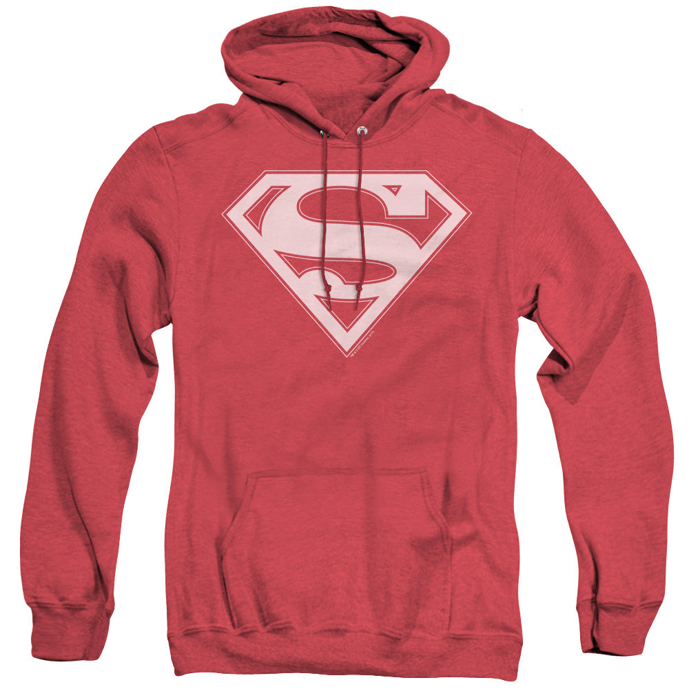 Superman - Red & White Shield - Adult Heather Hoodie - Red