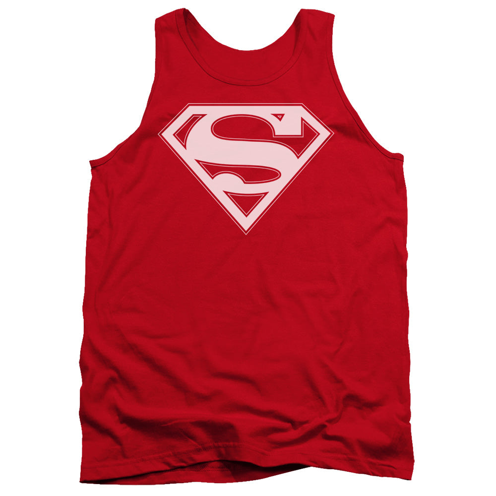 Superman - Red & White Shield - Adult Tank - Red