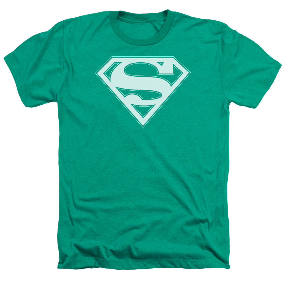 Superman - Green & White Shield - Adult Heather - Kelly Green