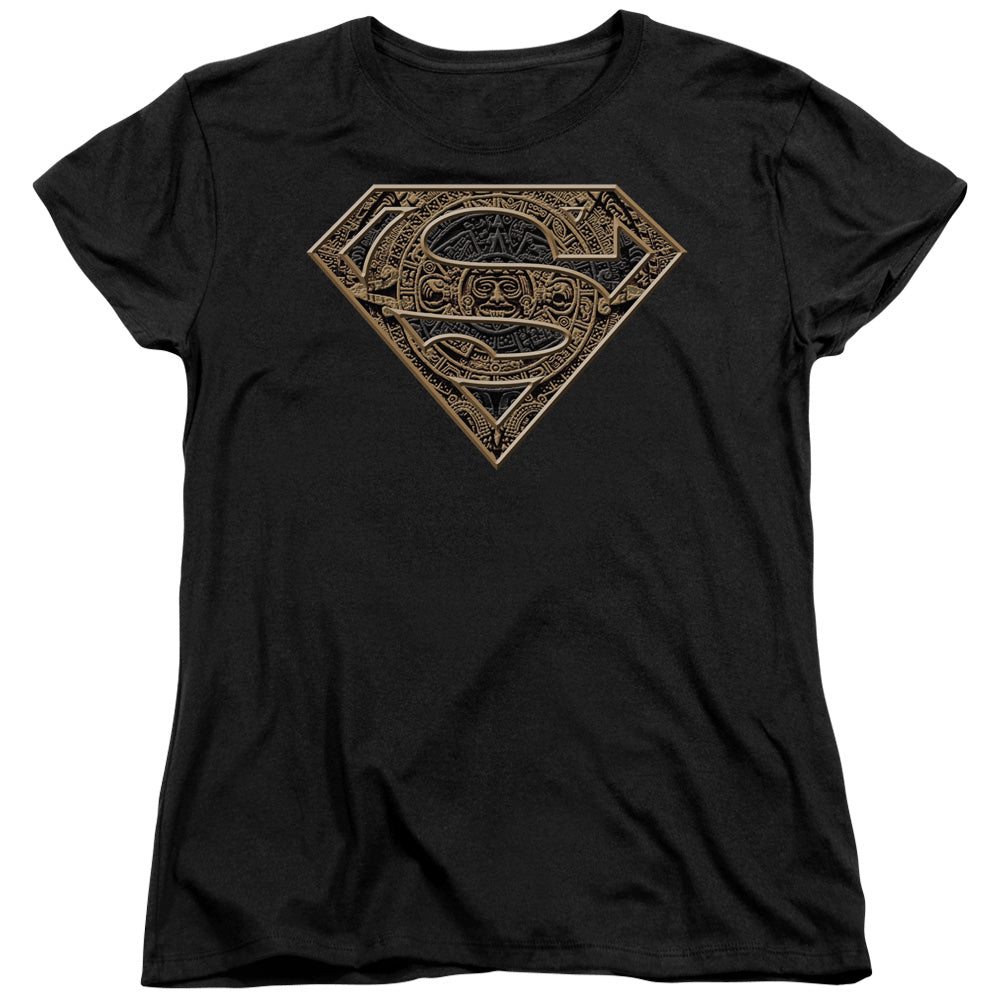 Superman - Aztec Shield - Short Sleeve Womens Tee - Black T-shirt