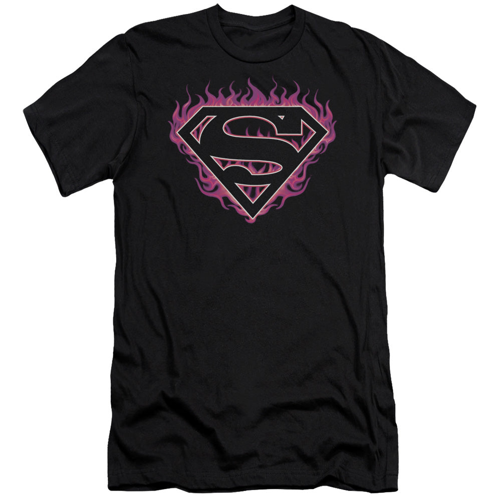 Superman - Fuchsia Flames - Short Sleeve Adult 30/1 - Black T-shirt